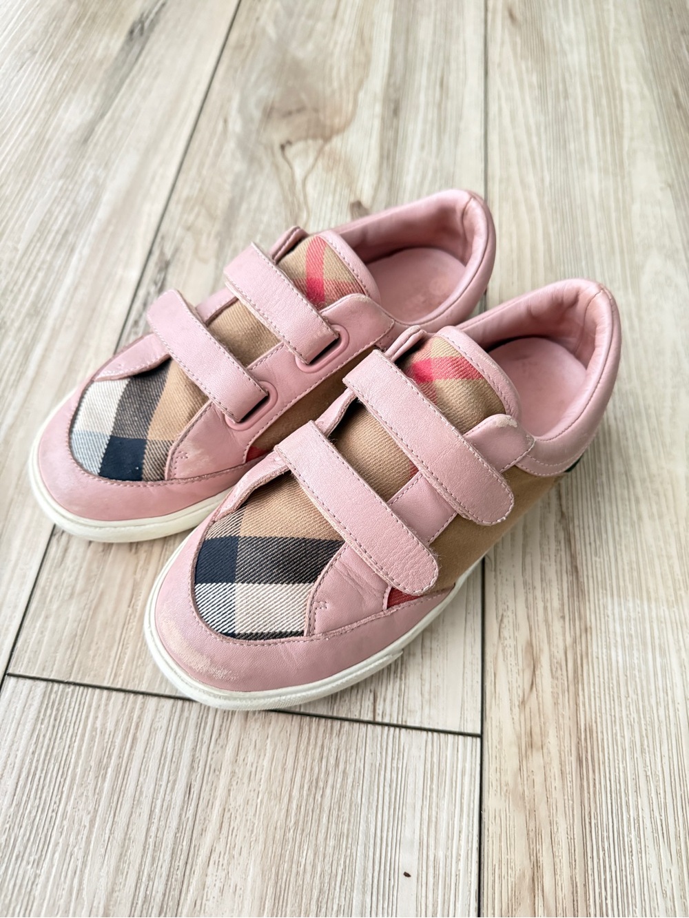 Burberry Pink Plaid Kids Sneakers - Designer Style